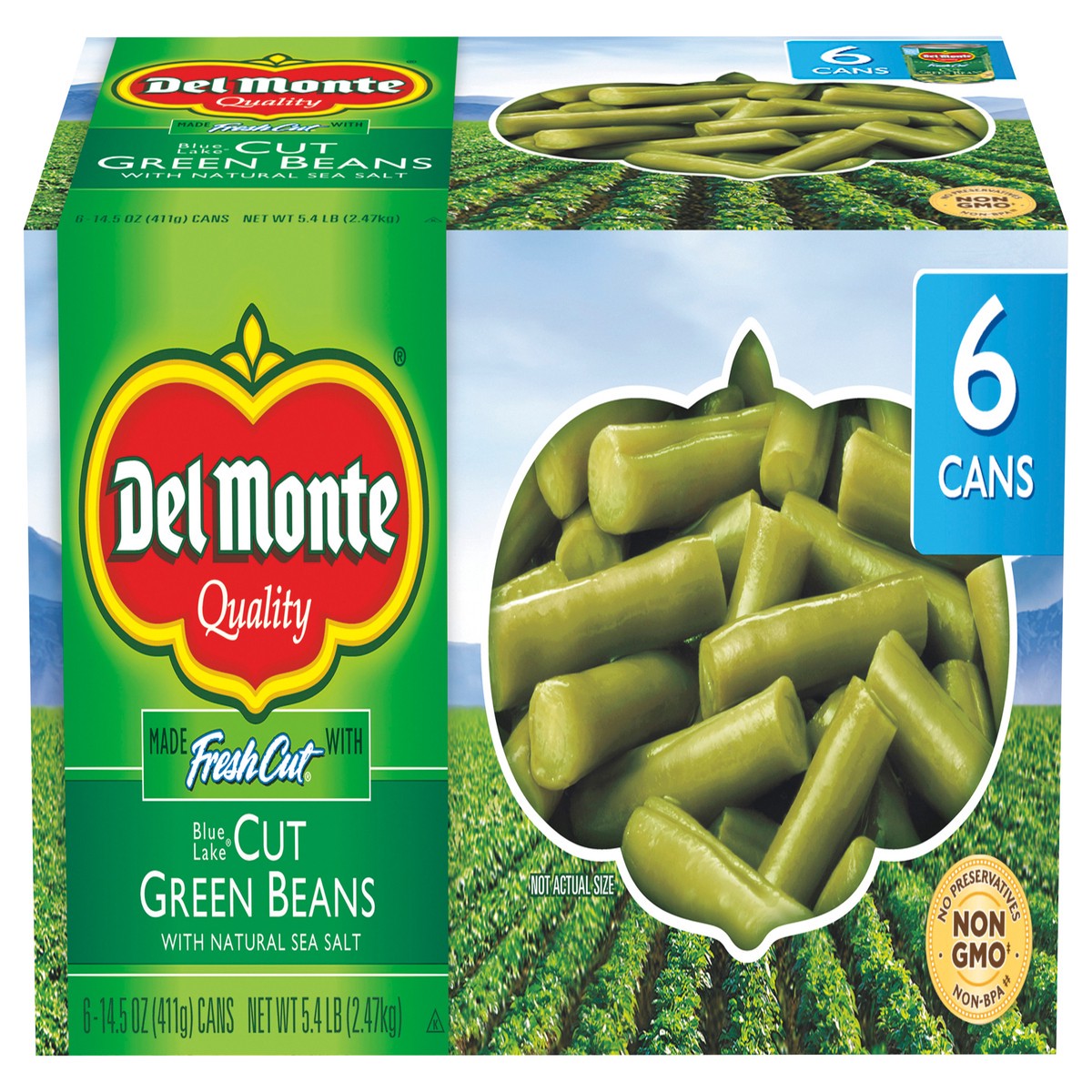 slide 5 of 8, Del Monte Fresh Cut Blue Lake Cut Green Beans 6 14.5 oz Can 6 ea Box, 6 ct