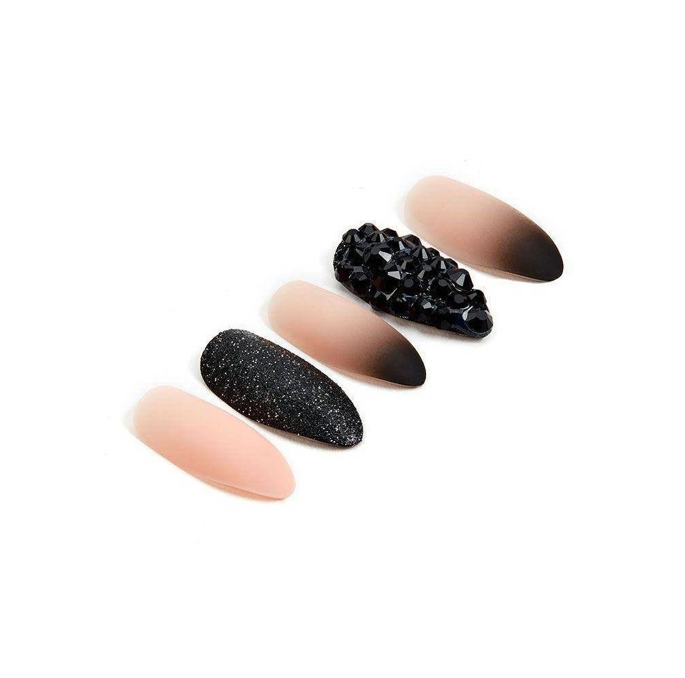 slide 3 of 3, Ardell Nail Addict False Nails Black Stud & Pink Ombre - 24ct, 24 ct