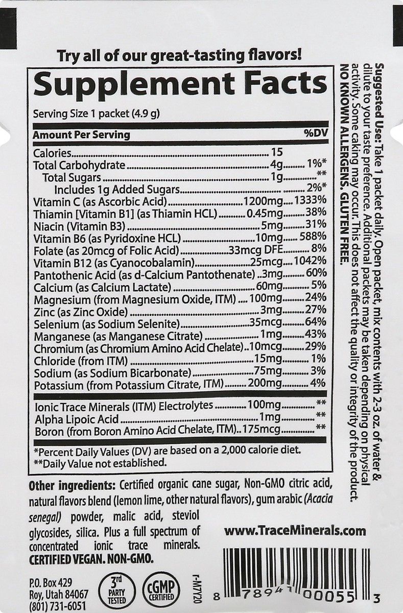 slide 5 of 9, Trace Minerals Electrolyte Stamina Power Pak Lemon Lime Single Packet, 0.17 oz