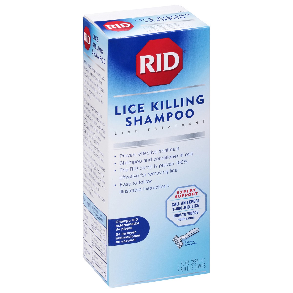 slide 2 of 9, RID Lice Killing Shampoo contains Nit Comb Bottle 8 Ounce, 1 Count, 8 fl oz