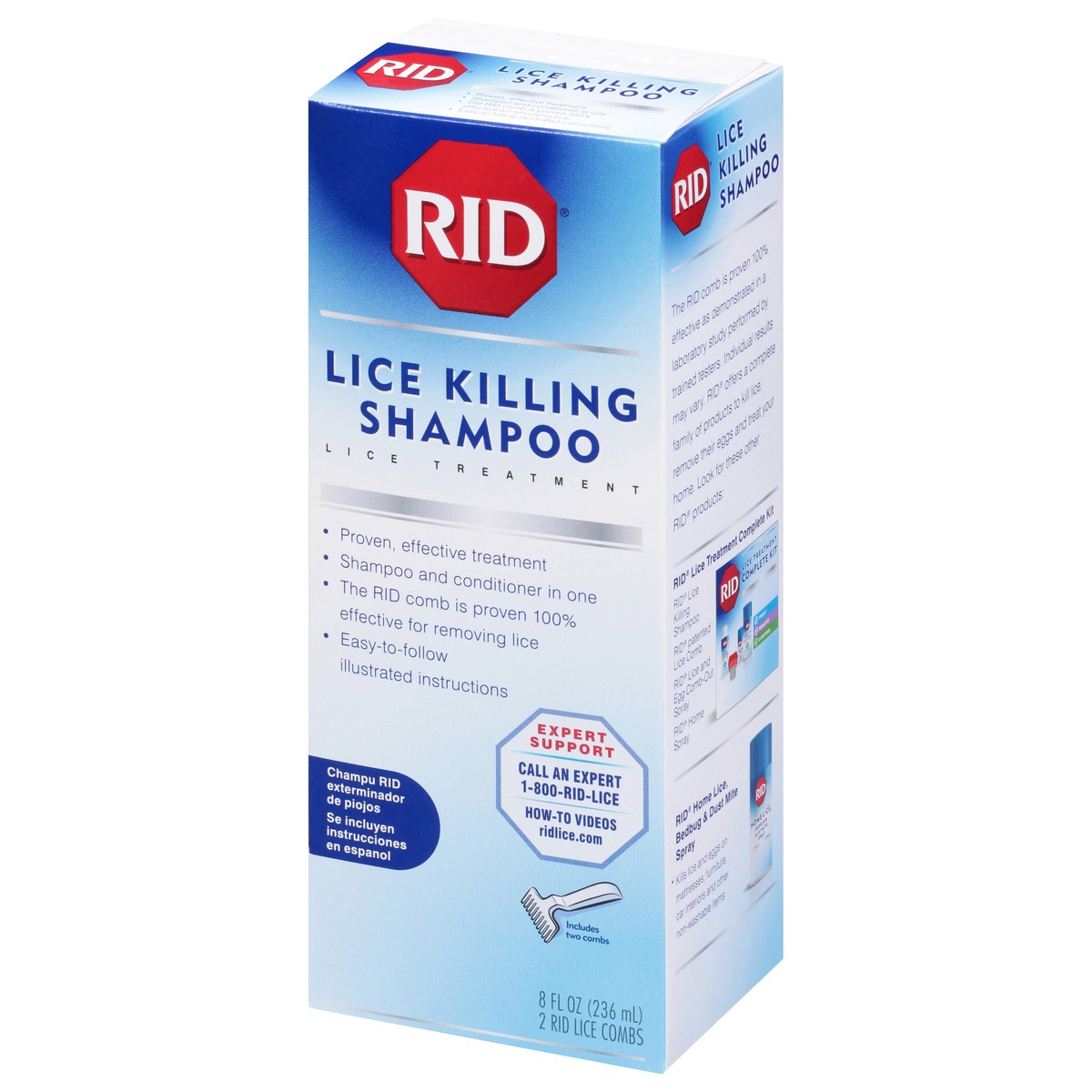 slide 4 of 9, RID Lice Killing Shampoo contains Nit Comb Bottle 8 Ounce, 1 Count, 8 fl oz