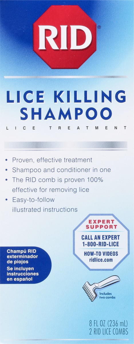 slide 5 of 9, RID Lice Killing Shampoo contains Nit Comb Bottle 8 Ounce, 1 Count, 8 fl oz