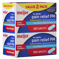 slide 9 of 29, Meijer Pain Relief PM Extra Strength Caplets, 100 ct, 2 ct