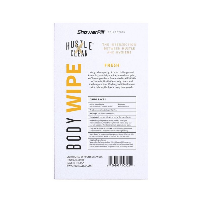 slide 3 of 10, Hustle Clean Body Wipes 1pk/10pc: Hypoallergenic, Witch Hazel, Travel Size, 1 ct, 10 ct