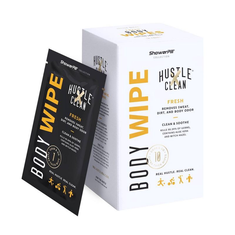 slide 1 of 10, Hustle Clean Body Wipes 1pk/10pc, 1 ct, 10 ct