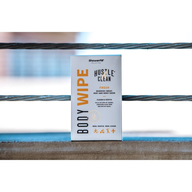 slide 6 of 10, Hustle Clean Body Wipes 1pk/10pc: Hypoallergenic, Witch Hazel, Travel Size, 1 ct, 10 ct