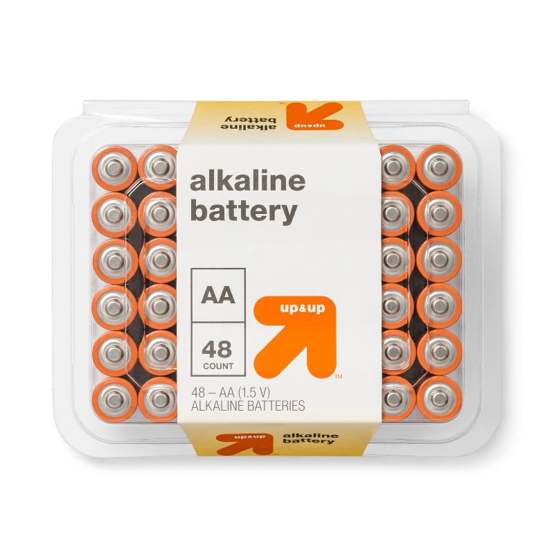 slide 1 of 1, AA Batteries - 48pk Alkaline Battery - up&up™: Household Batteries, Single-Use, 1.5V, 48 ct