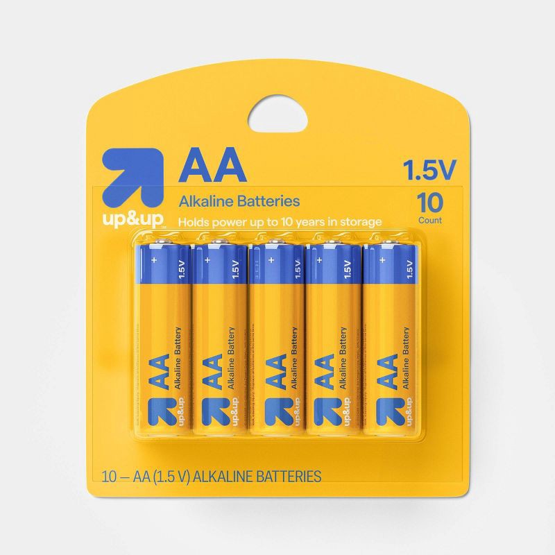 slide 1 of 3, AA Batteries - 10pk Alkaline Battery - up&up™: Household Batteries, 1.5V, Single-Use, 0.506 lbs, 10 ct, 0.506 lb