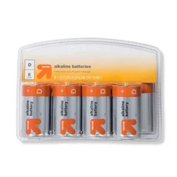 D Batteries - 8ct - up&up™: Single-Use, 1.5V Household Batteries, Pack of 8