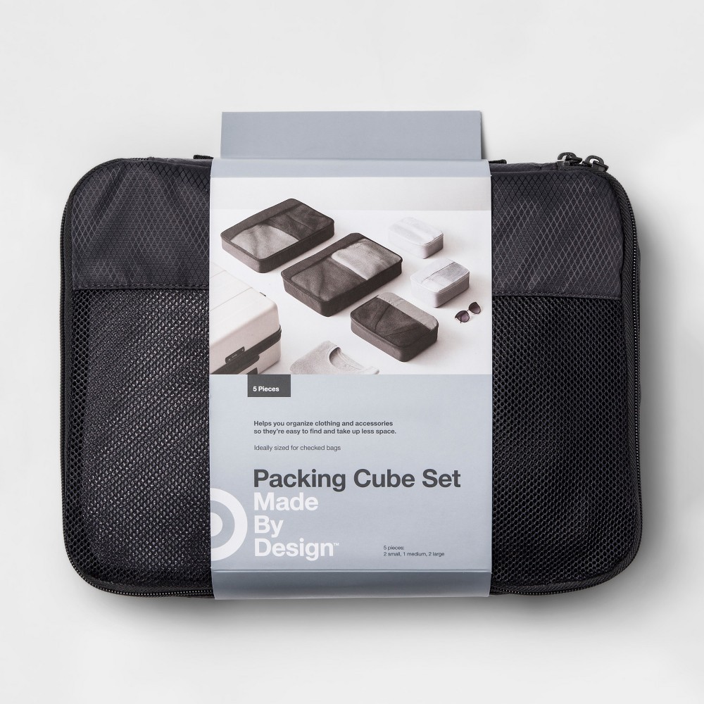 slide 2 of 2, 5pc Packing Cube Set Black - Made By Design, 5 ct