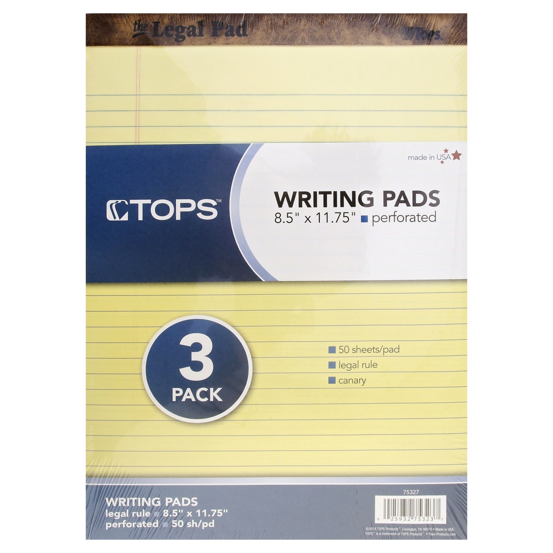 slide 1 of 1, Tops Canary Letter Paper Pad, 3 ct