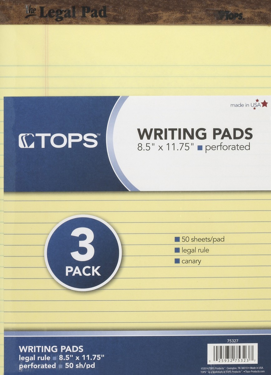 slide 1 of 5, Tops Canary Letter Paper Pad, 3 ct