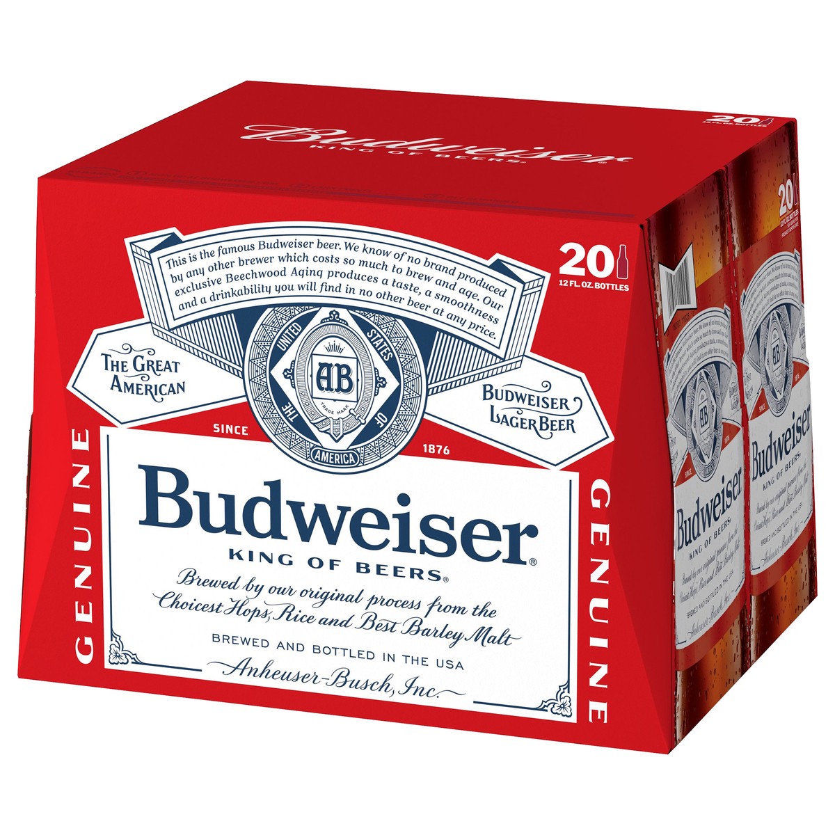 slide 3 of 8, Budweiser Beer, 20 Pack 12 fl. oz. Bottles, 5% ABV, 20 ct
