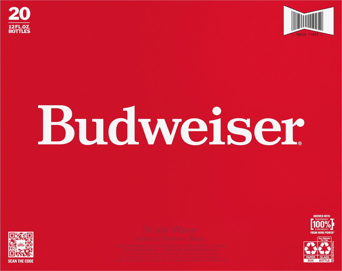 slide 4 of 8, Budweiser Beer, 20 Pack 12 fl. oz. Bottles, 5% ABV, 20 ct