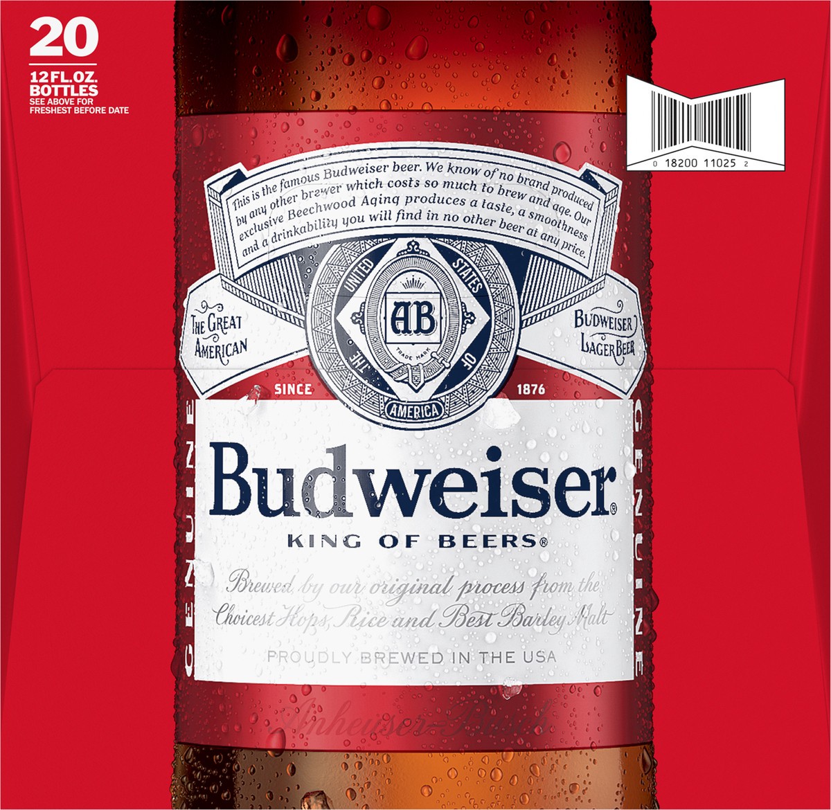 slide 8 of 8, Budweiser Beer, 20 Pack 12 fl. oz. Bottles, 5% ABV, 240 fl oz