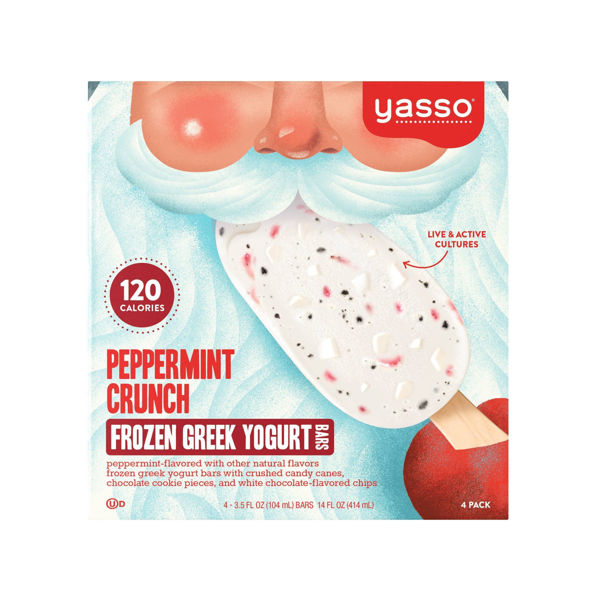 slide 1 of 1, Yasso Peppermint Crunch Greek Yogurt Bars, 4 ct; 3.5 fl oz
