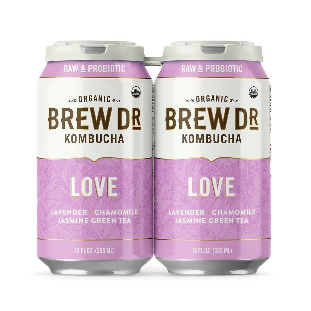 slide 1 of 6, Brew Dr. Kombucha Love - 12 fl oz Cans/4pk, 4 ct; 12 fl oz