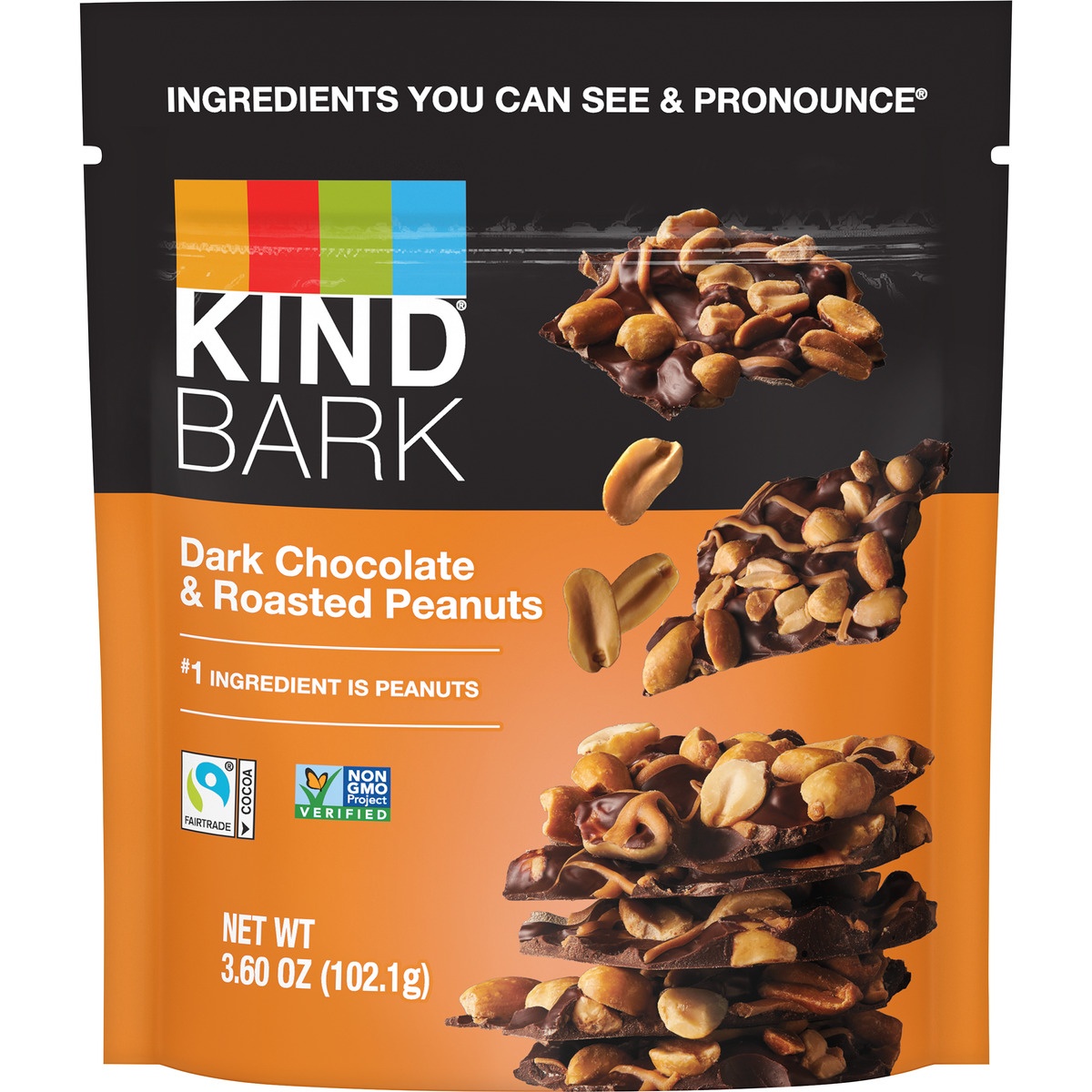 slide 1 of 1, KIND Bark Dark Chocolate & Roasted Peanuts, 3.6 oz Bag, 3.6 oz