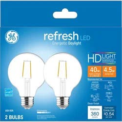 GE Household Lighting GE 2pk 40W Refresh HD Daylight Clear G25