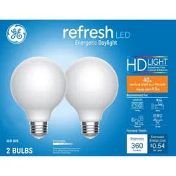 GE Household Lighting GE 2pk 40W Refresh G25 LED Globe Light Bulbs Daylight