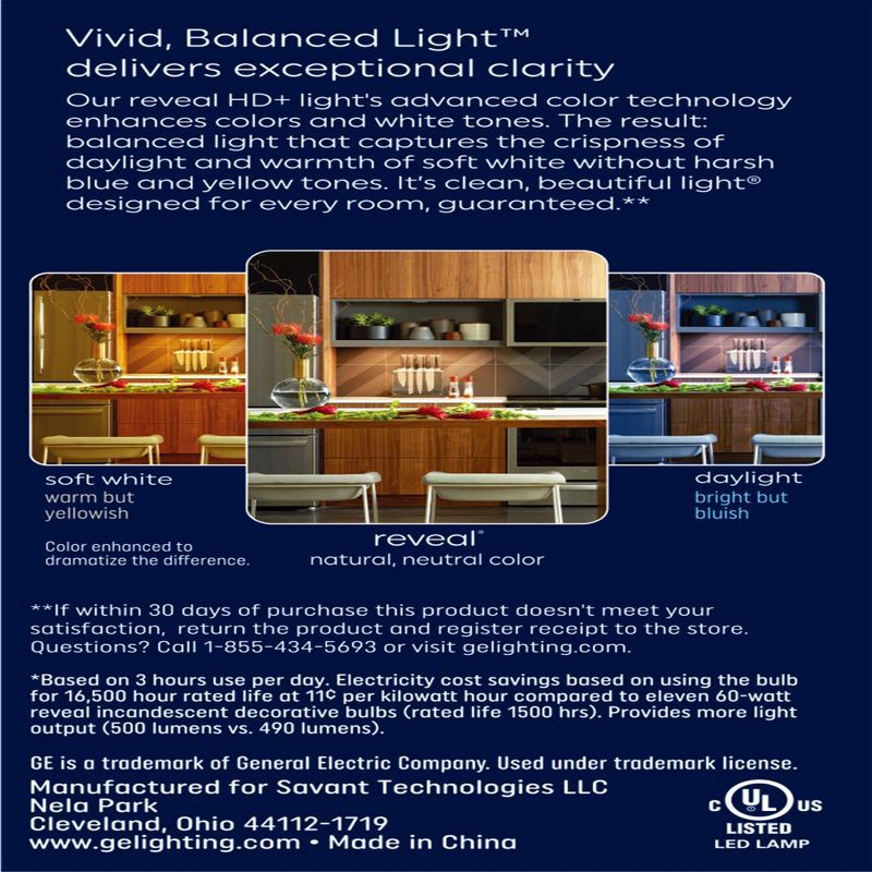 slide 3 of 10, GE Household Lighting GE 2pk 60W Reveal HD+ LED BC Decorative Light Bulbs, 2 ct