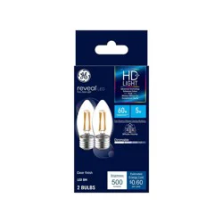GE Household Lighting GE 2pk 60W Reveal HD+ LED BM Decorative Light Bulbs