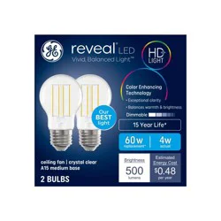 GE Household Lighting GE 2pk 60W A15 Reveal Light Bulbs