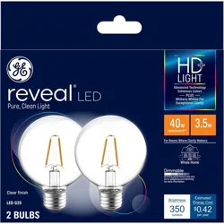 GE Household Lighting GE 2pk 40W G25 Reveal Light Bulbs