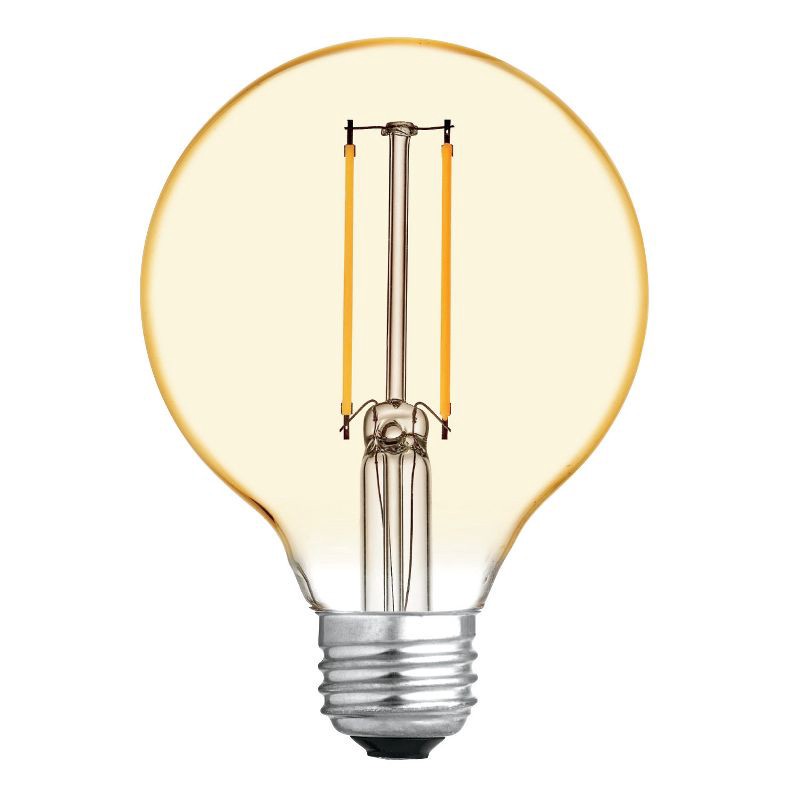 slide 2 of 4, GE Household Lighting GE 2pk 40W Vintage Style G25 LED Globe Light Bulbs Amber Glass, 2 ct