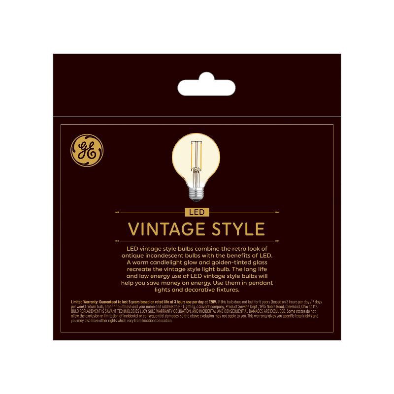 slide 3 of 4, GE Household Lighting GE 2pk 40W Vintage Style G25 LED Globe Light Bulbs Amber Glass, 2 ct