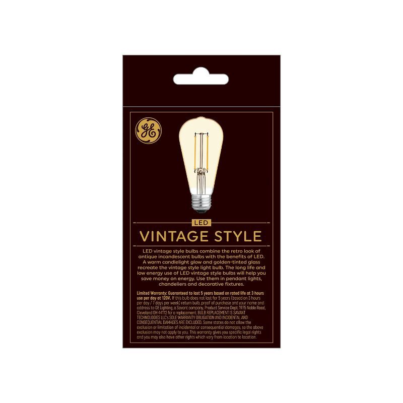 slide 3 of 4, GE Household Lighting GE 2pk 40W Style ST19 LED Edison Glass Light Bulbs Vintage Amber, 2 ct
