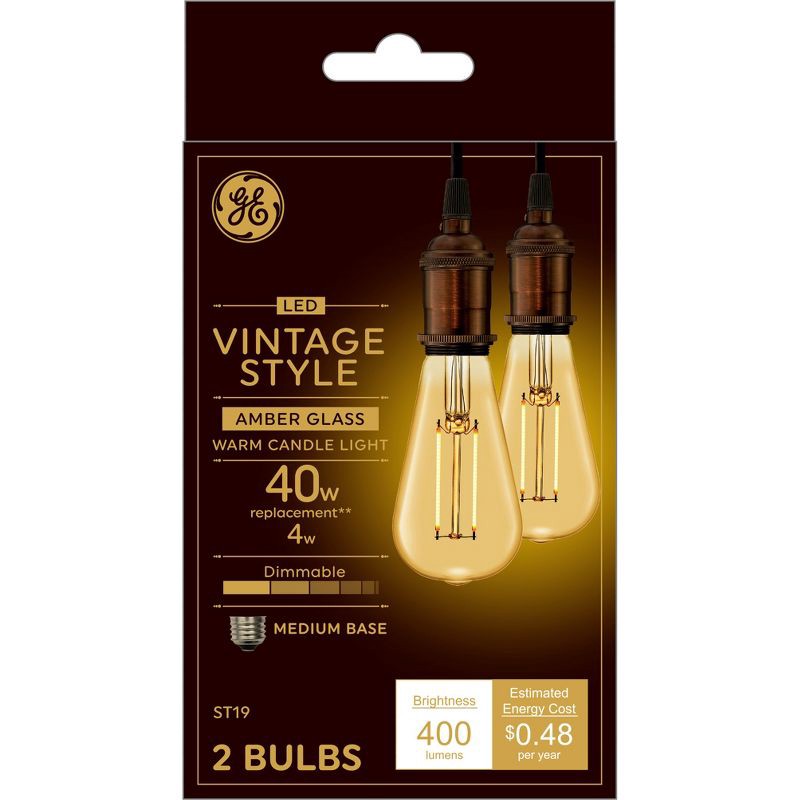 slide 1 of 4, GE Household Lighting GE LED Light Bulbs 5.5W 40W Equivalent Amber Glass Warm Candle Light, 1 ct