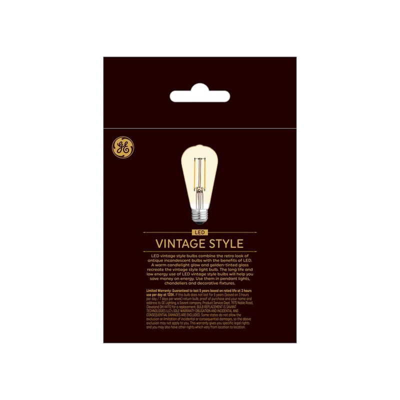 slide 3 of 4, GE Household Lighting GE 2pk 60W Vintage Style ST19 LED Edison Light Bulbs Amber Glass, 2 ct