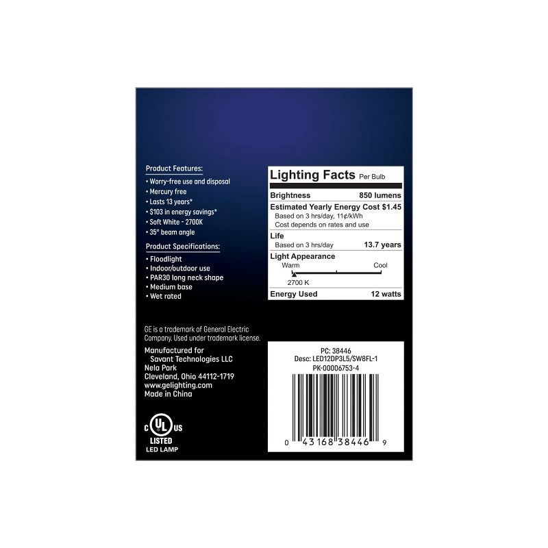 slide 2 of 2, GE Household Lighting GE 75W PAR30L LED Light Bulbs Soft White, 30 liter