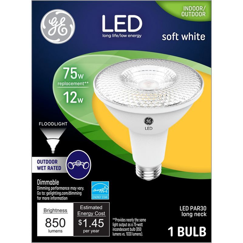 slide 1 of 3, GE Household Lighting GE 75W PAR30L LED Light Bulbs Soft White, 30 liter