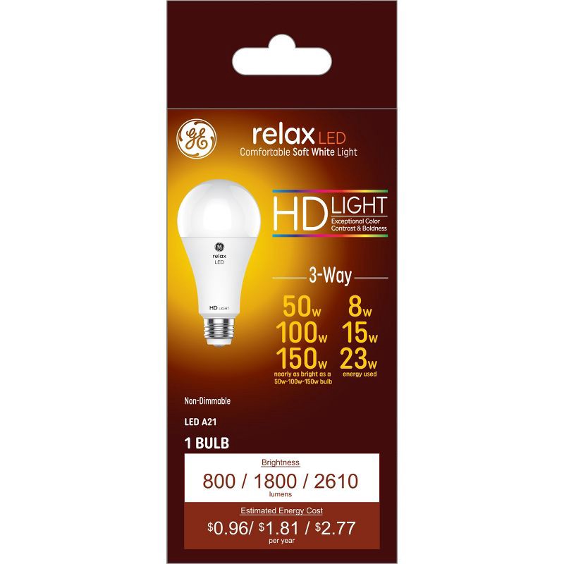 slide 1 of 6, GE Household Lighting GE Relax A21 LED 3-Way Light Bulb Soft White, 1 ct