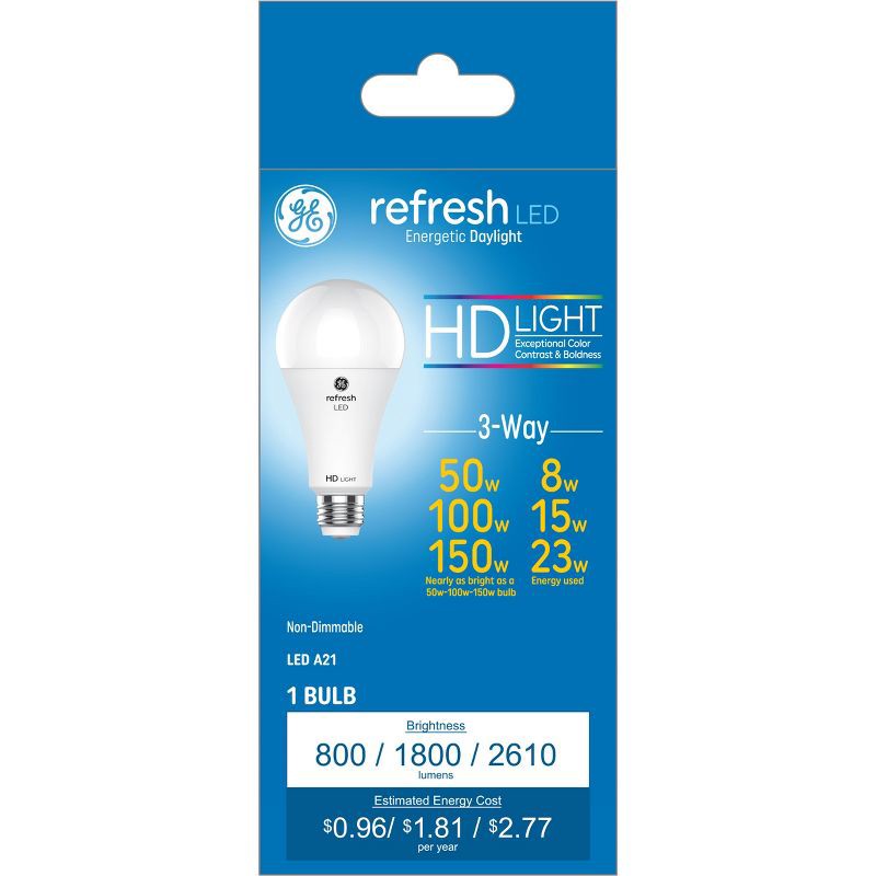 slide 1 of 5, GE Household Lighting GE Refresh HD Daylight 3-Way A21 Light Bulb, 1 ct