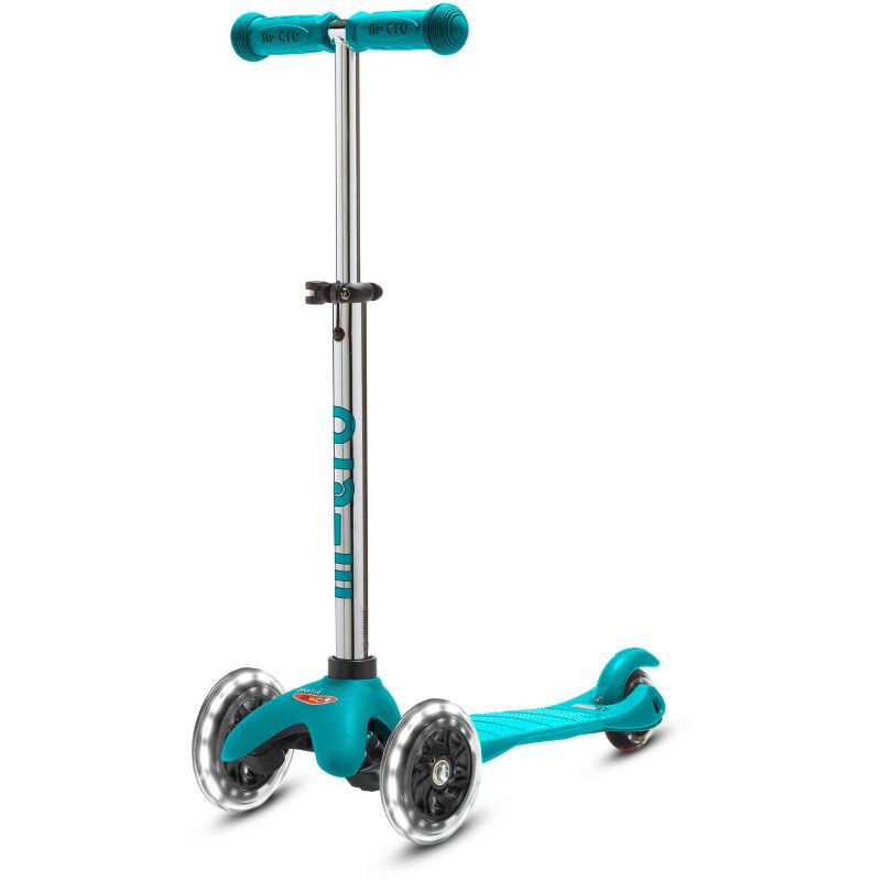 slide 1 of 5, Micro Kickboard Mini Plus Kick Kids' Scooter with LED Lights - Aqua, 1 ct
