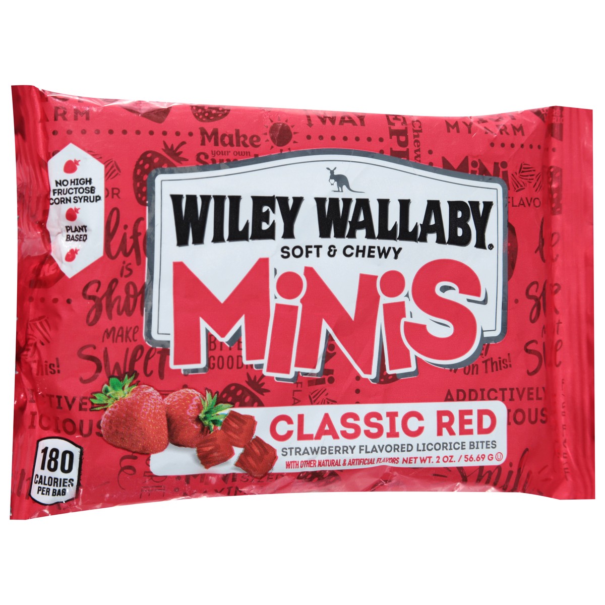 slide 2 of 14, Wiley Wallaby Classic Red Strawberry Flavored Licorice Bites Minis 2 oz, 2 oz