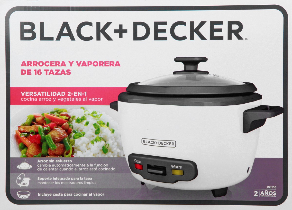 slide 4 of 8, BLACK+DECKER White Rice Cooker with Basket, 1 ct