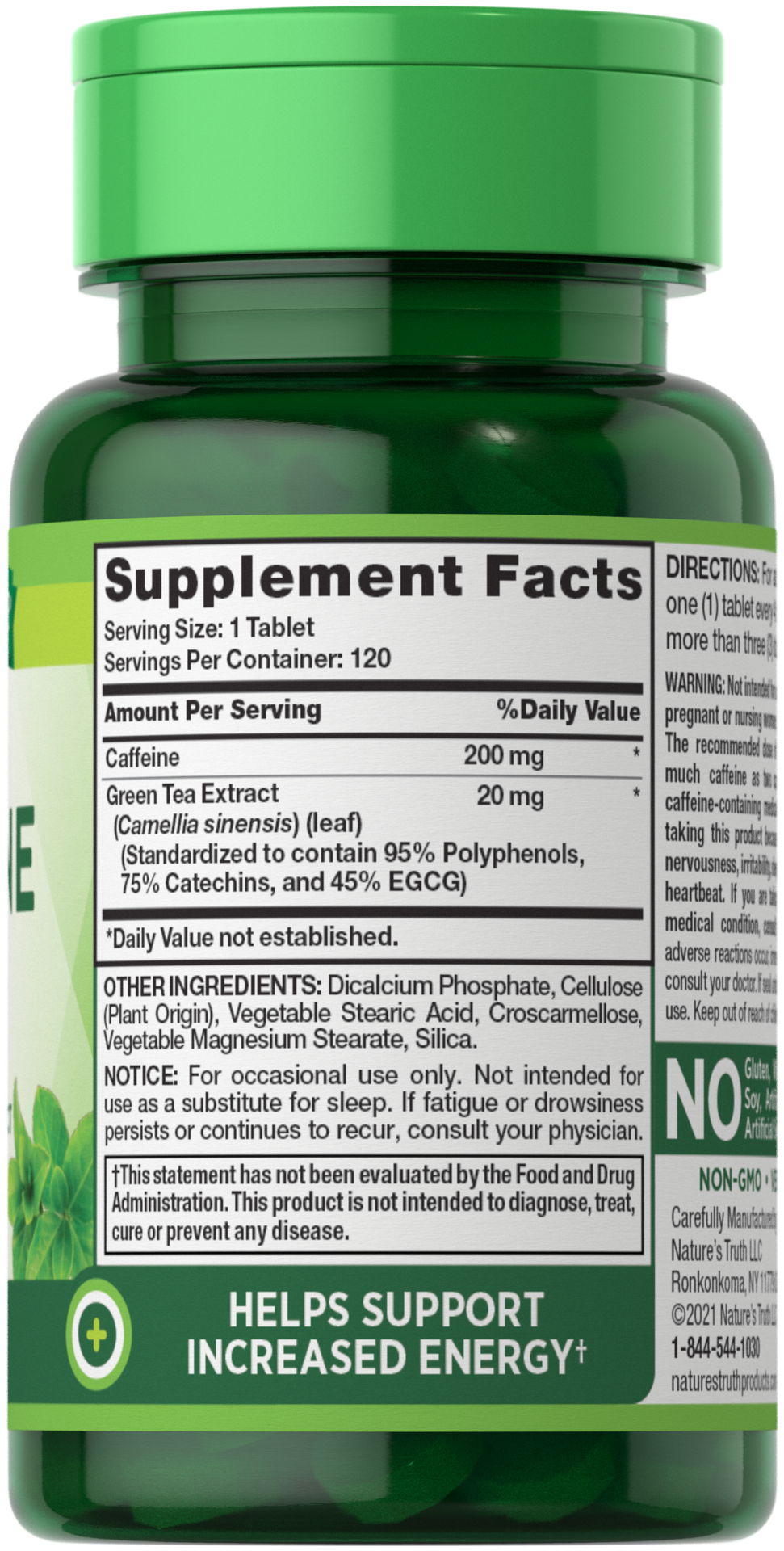 slide 4 of 4, Nature's Truth Caffeine 200 mg plus Green Tea Extract, 120 ct