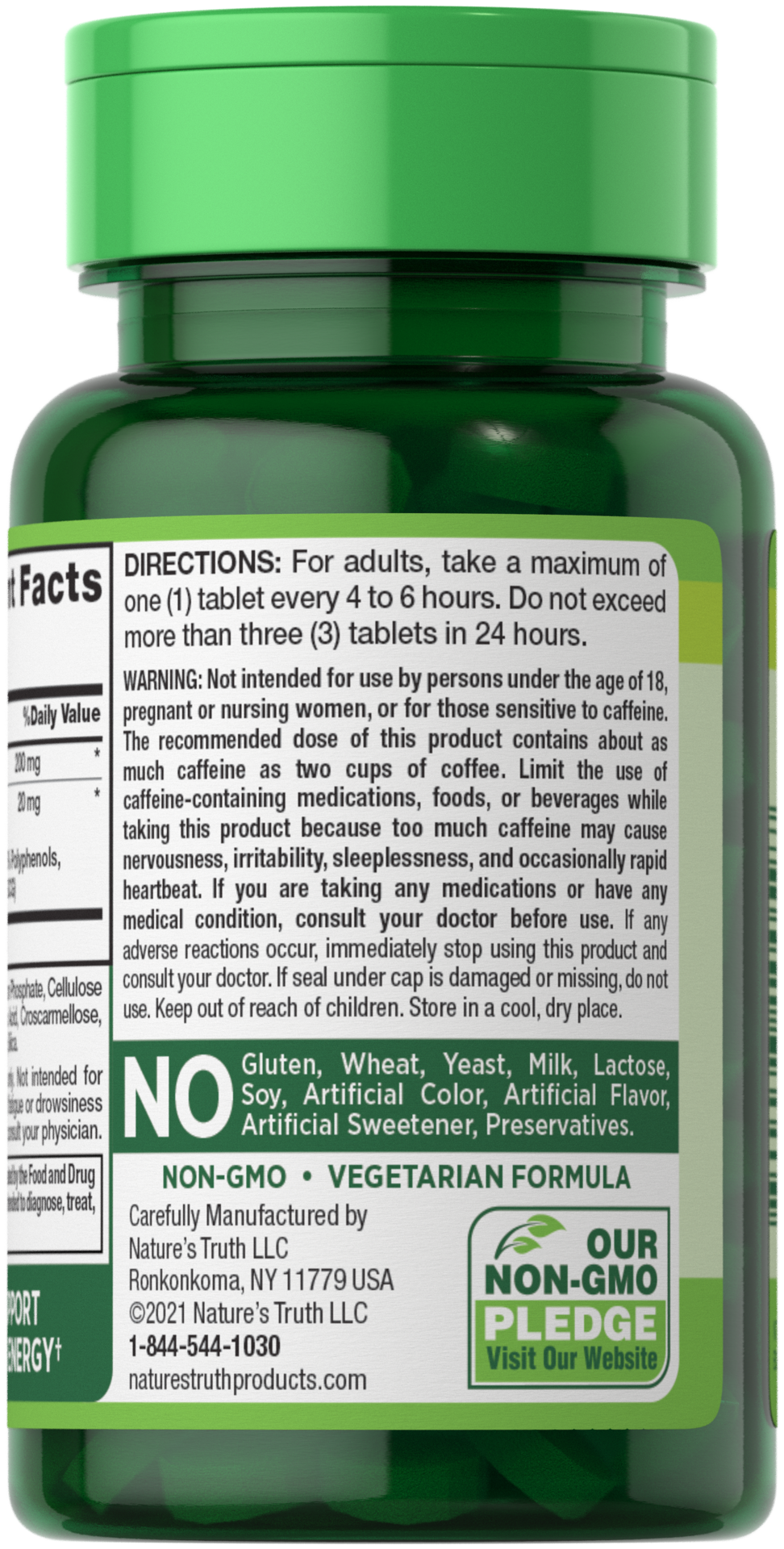 slide 2 of 4, Nature's Truth Caffeine 200 mg plus Green Tea Extract, 120 ct