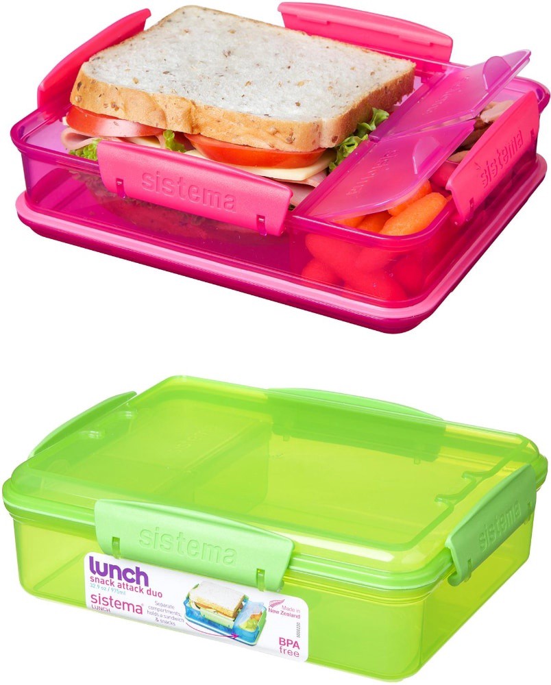 slide 1 of 1, Sistema To Go Snack Attack Duo Container - Assorted, 32.9 oz