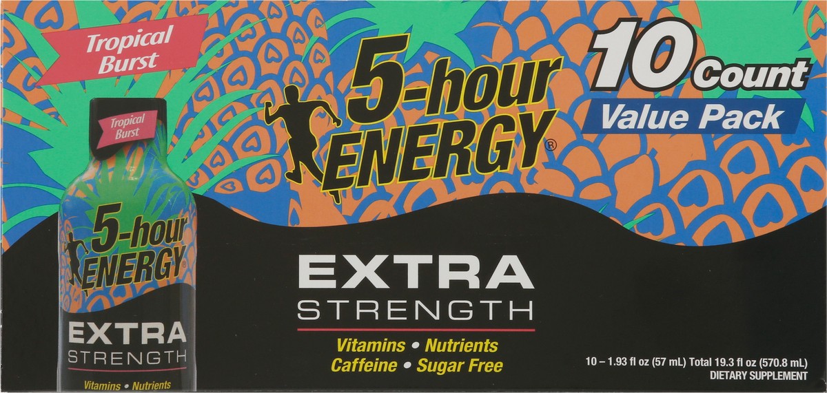 slide 6 of 9, 5-Hour Energy Extra Strength Tropical Burst Energy Drink Value Pack 10 - 1.93 fl oz Bottles, 10 ct