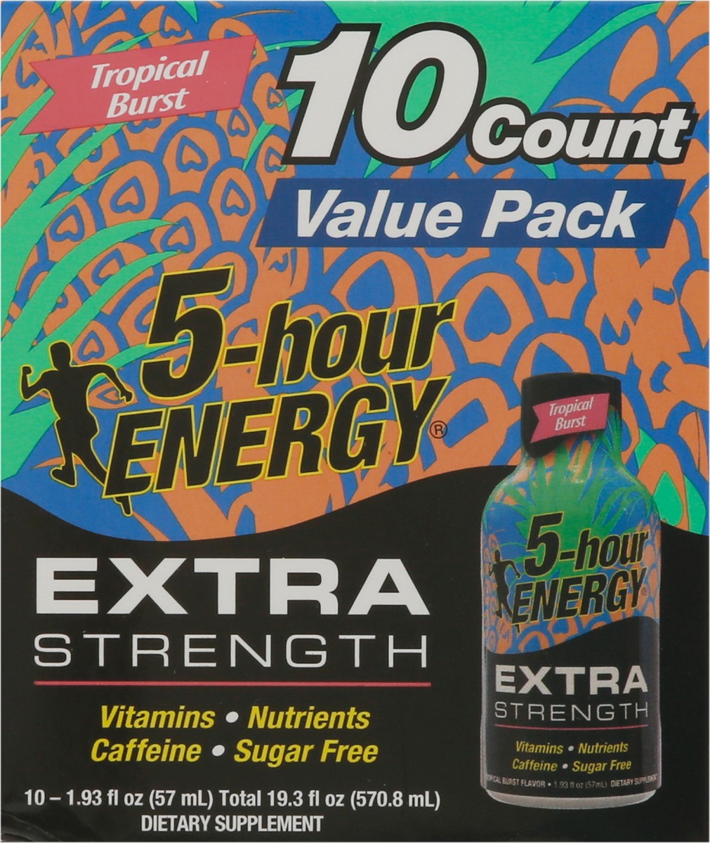 slide 7 of 9, 5-Hour Energy Extra Strength Tropical Burst Energy Drink Value Pack 10 - 1.93 fl oz Bottles, 10 ct
