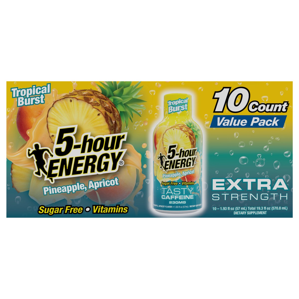 slide 1 of 9, 5-hour ENERGY Extra Strength Tropical Burst, 10 Pack, 1.93 oz, 10 ct; 1.93 fl oz
