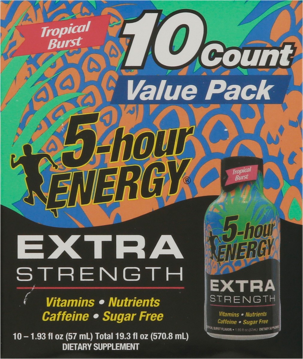 slide 8 of 9, 5-Hour Energy Extra Strength Tropical Burst Energy Drink Value Pack 10 - 1.93 fl oz Bottles, 10 ct