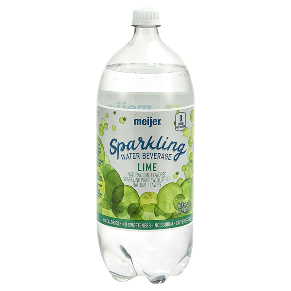 slide 1 of 2, Meijer Lime Sparkling Water, 2 liter