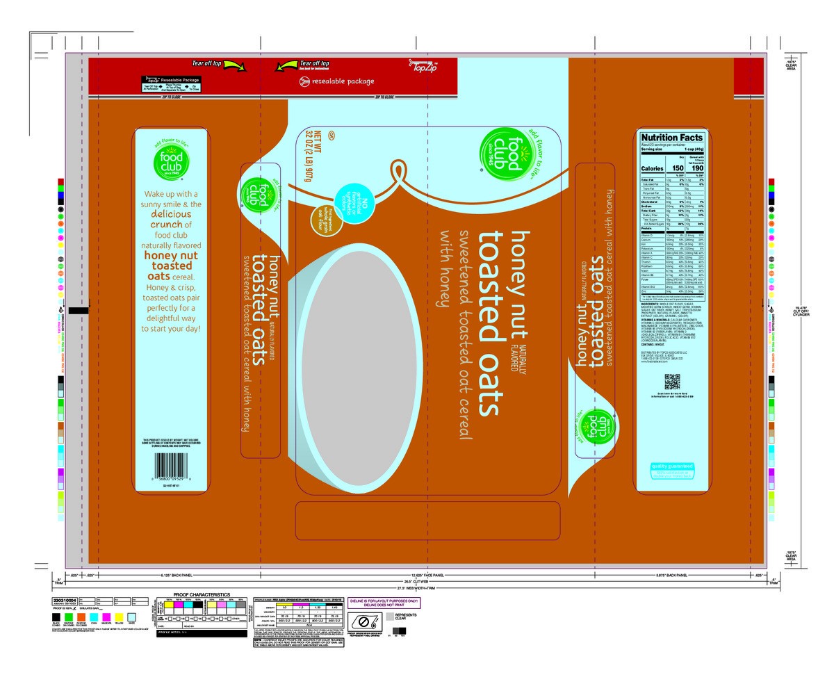 slide 2 of 14, Food Club Toasted Oats Honey Nut Cereal 32 oz, 32 oz