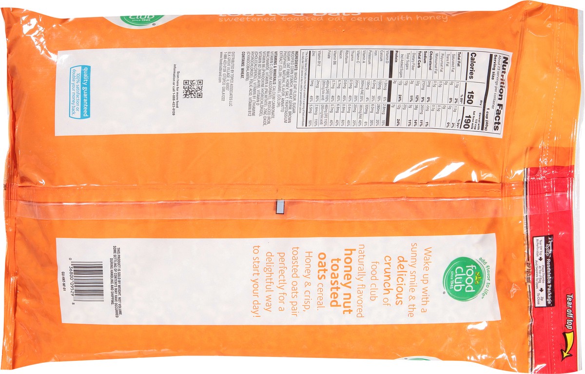 slide 7 of 14, Food Club Toasted Oats Honey Nut Cereal 32 oz, 32 oz